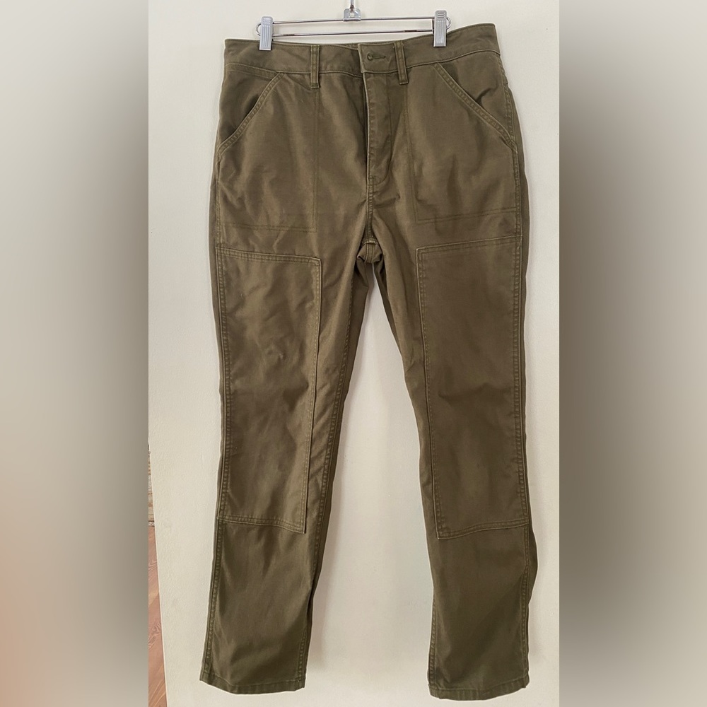 REI trailsmith pants in olive green